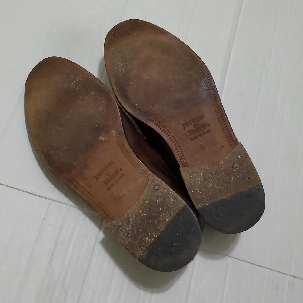 Johnston & Murphy Cellini Brown Leather Woven Italian Slip On Dress Shoes 7M
